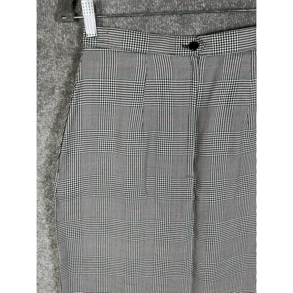 Vintage Worthington Houndstooth Plaid Midi Skirt Misses Size 8 Black Pockets USA - Picture 9 of 14